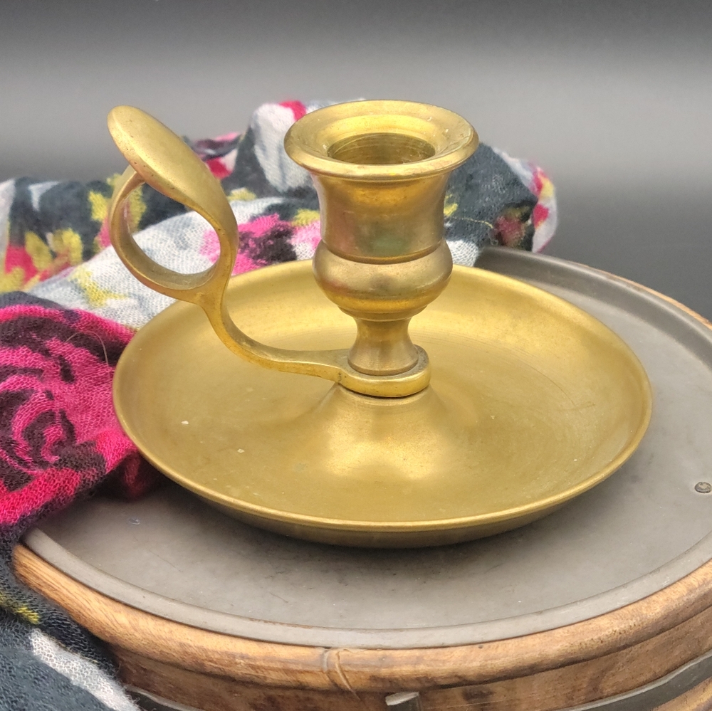 Vintage Brass Chamber Candlestick Holder
